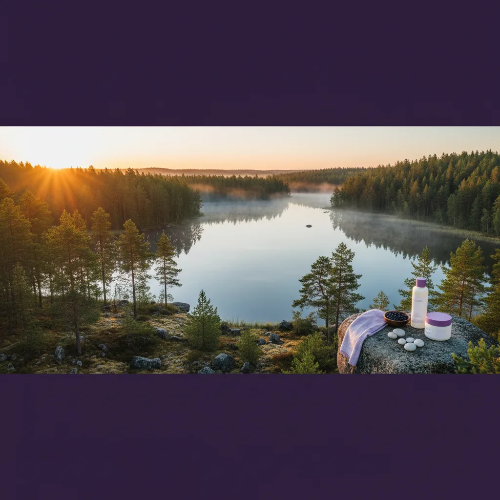 Suomalainen järvimaisema kesäaamuna